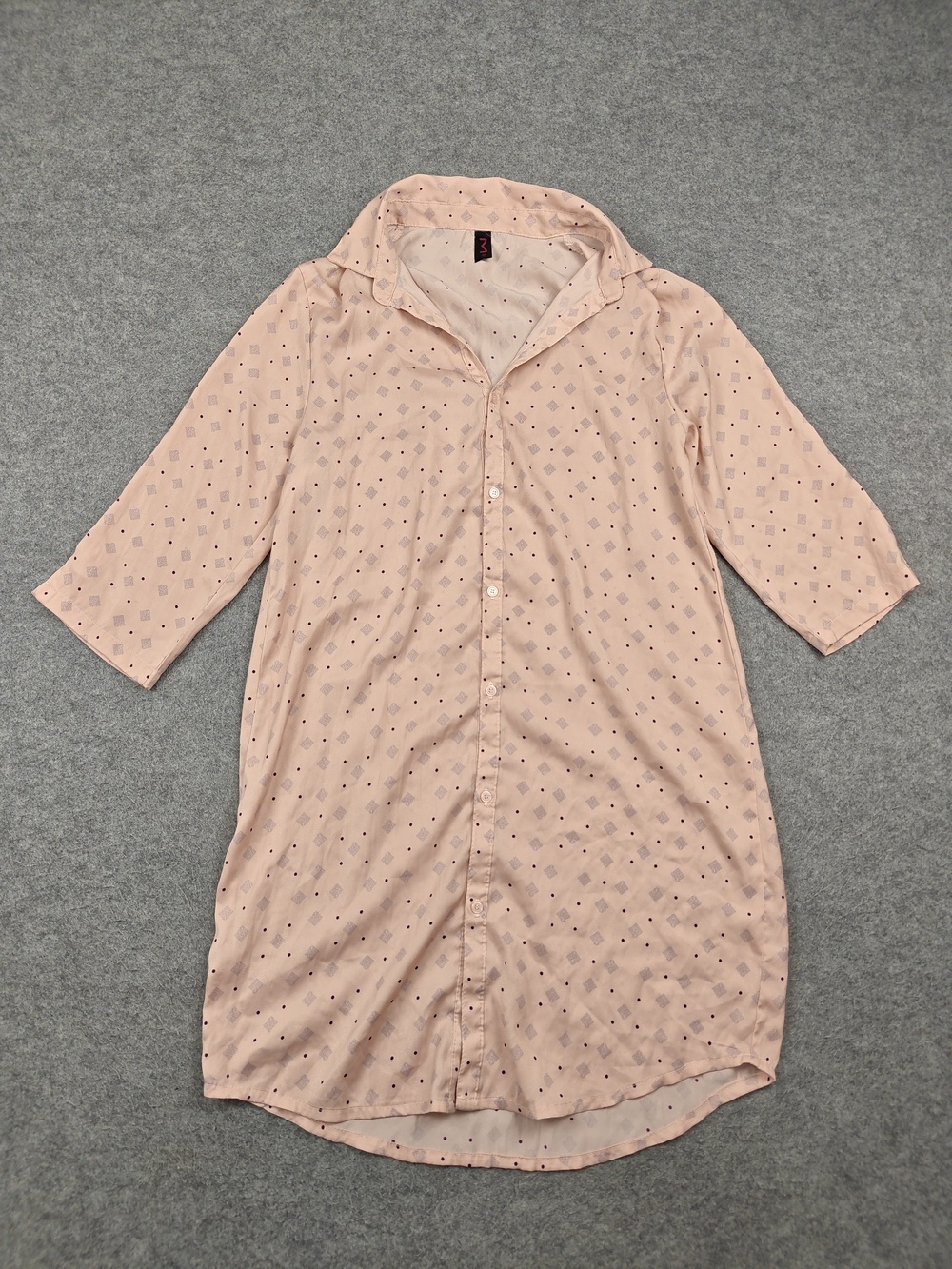 Maidenform Sleepshirt Womens Small Pink Polka Dot Satin Chemise Button